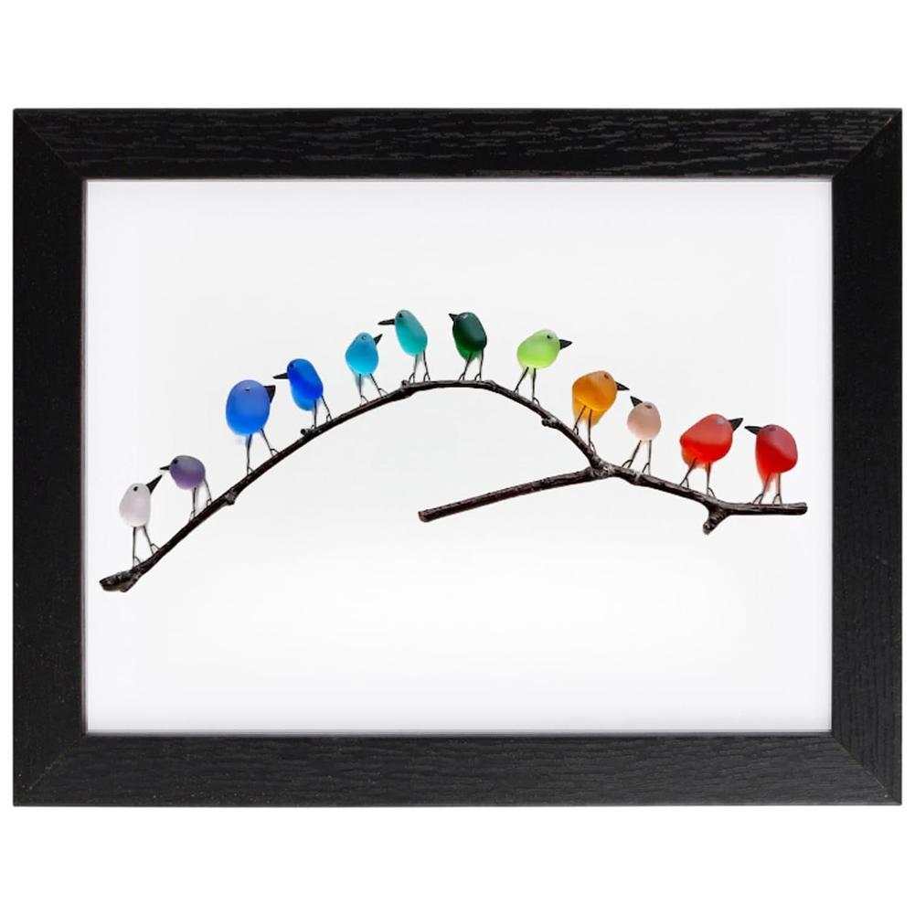Sea Glass Rainbow Bird Ornament Wall Decoration Art Wall Hanging Birthday Gift Living Room Bedroom Ornament Decoration Crafts