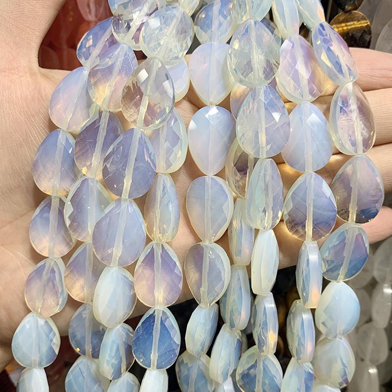 

1String 13×18mm Natural Stone Flat Beads Frosted and Bright Faced Water Droplet Type Spacer Beads For Bracelet Necklace Making