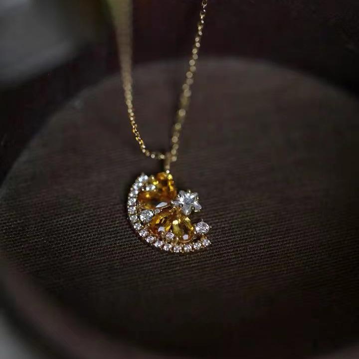 2022 Fresh Lemon Slice Pendant Necklace, Women's S925 Sterling Silver, Versatile Personality Temperament Clavicle Chain