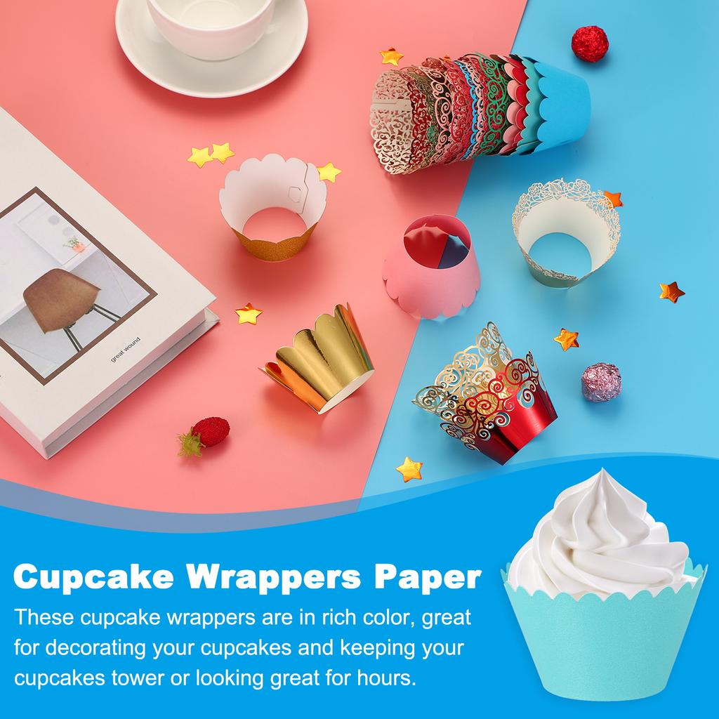 50pcs Baking Cupcake Wrapper Wraps Cake Box Baking Cups Standard Wave Decoration for Anniversary Birthday Weddings Parties