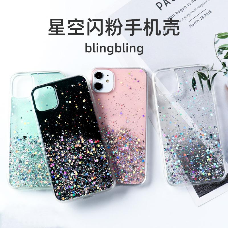 Girl's Heart Starry Sky Epoxy Suitable for iPhone15 Glitter Apple 14Pro Factory 11/12 Mobile Phone Case Soft