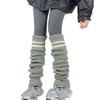 Harajuku Women Double Striped Leg Warmer Ribbed Knitted Over Knee Stacked Socks