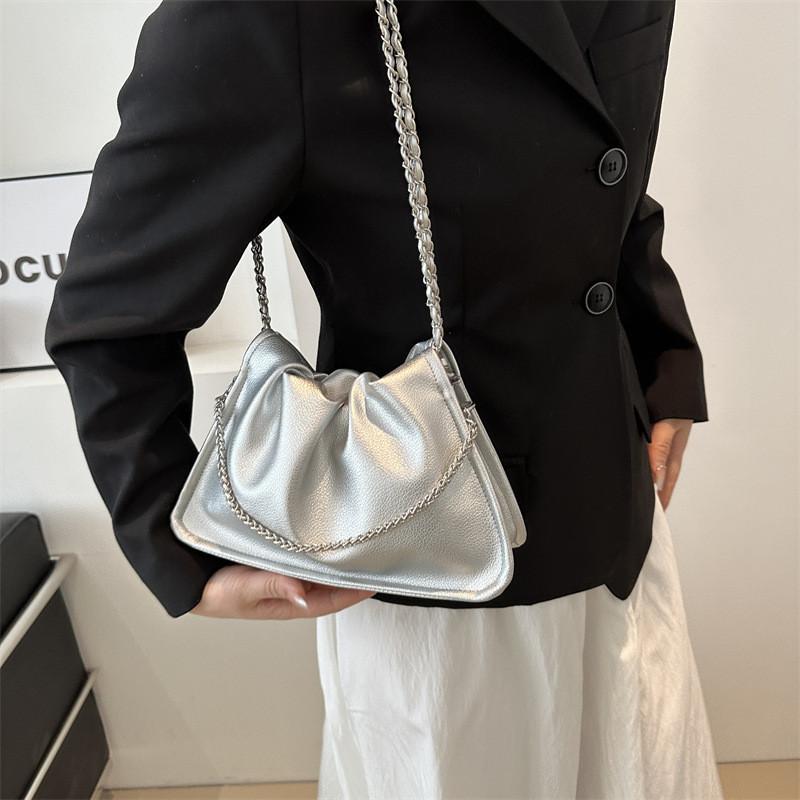 Stylish Cloud Bag For Women In Black White Brown And Silver With Soft Pu Material