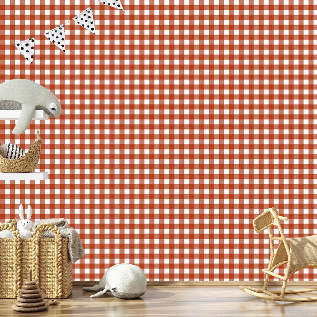Colorful Retro Checkered Wallpaper Orange and White 50x1000