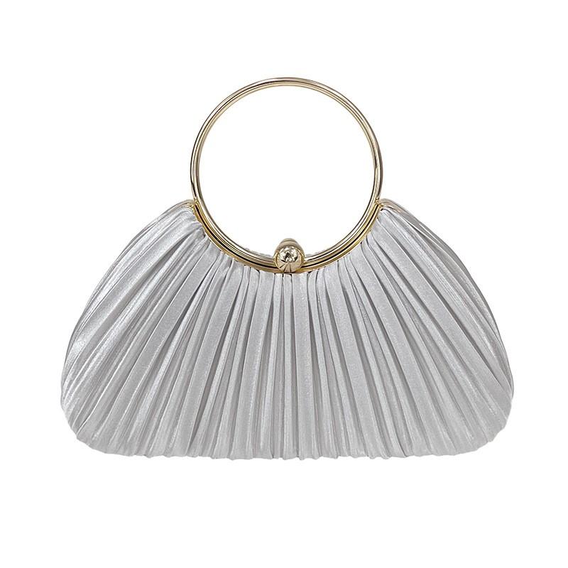 

Сумка-клатч на вечер с плиссировкой, Элегантная сумочка, Изысканный клатч для банкета, Сумка к платью, Круглый клатч для женщин A2