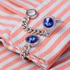 Men's Luxury Crystal Inlaid Gold and Silver Chain Cufflinks