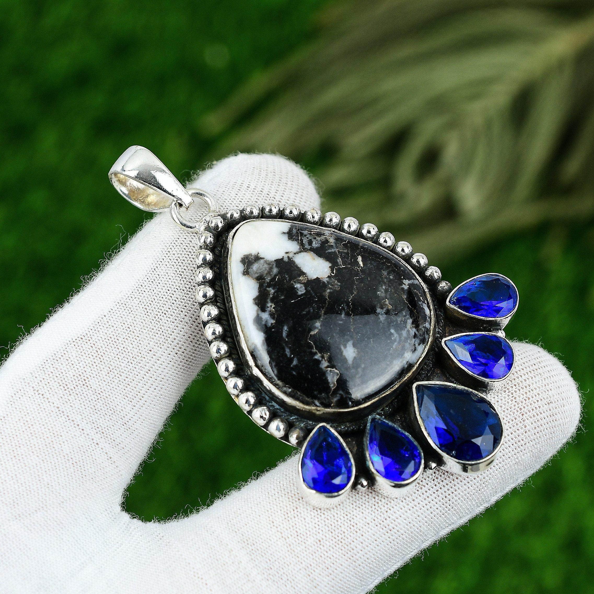 

Natural Zebra Jasper Gemstone Jewelry 925 Sterling Silver Pendant For Girls