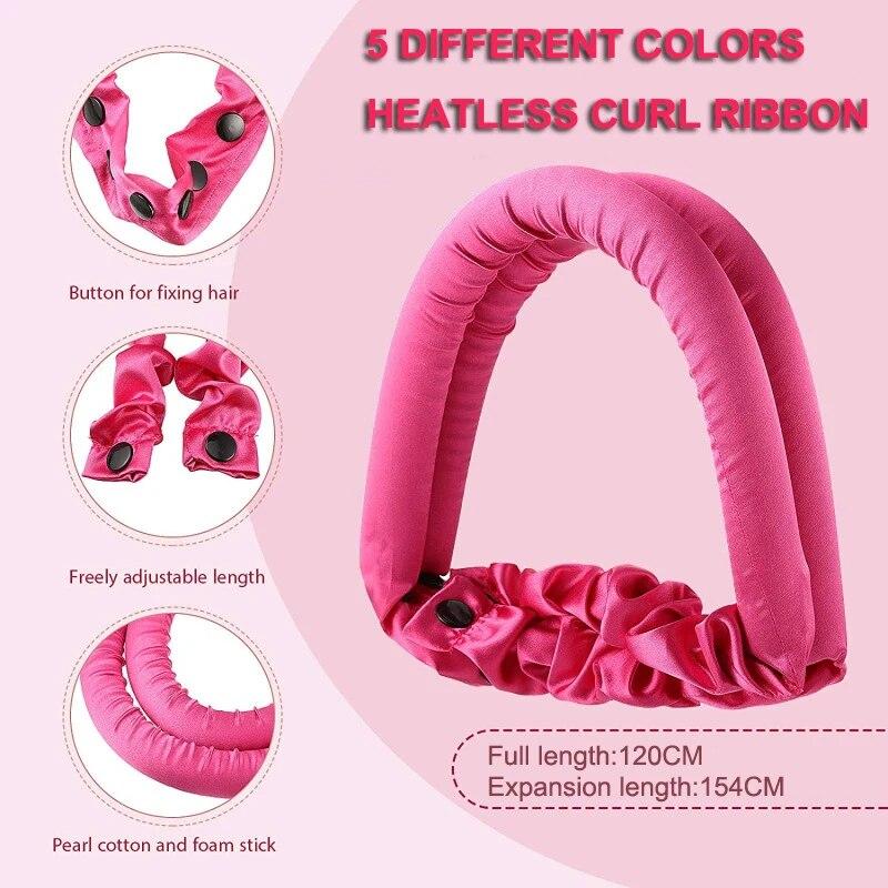 Hitzefreier Lockenstab, Stirnband, Seidenlocken, Band-Lockenwickler für lange Locken ohne Hitze, über Nacht, Band, magische Wellen, Lockenwickler