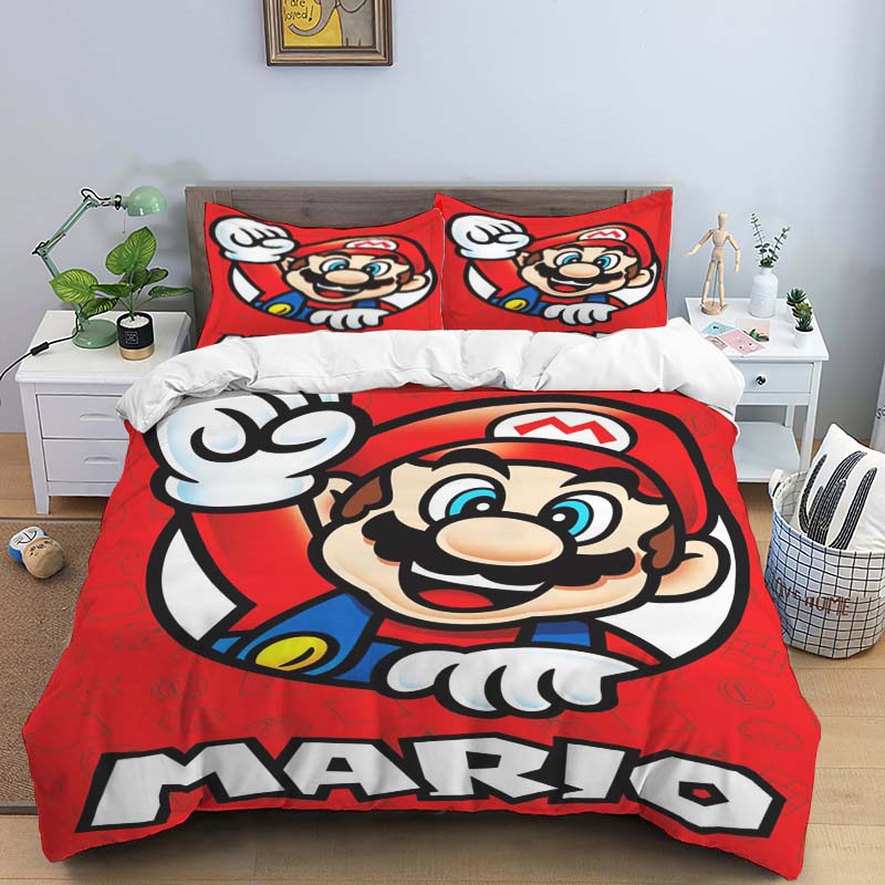 2026 New Super Mario Game-Themed Duvet Covers and Pillowcases – Suitable for Single, Double, Queen, and King Beds