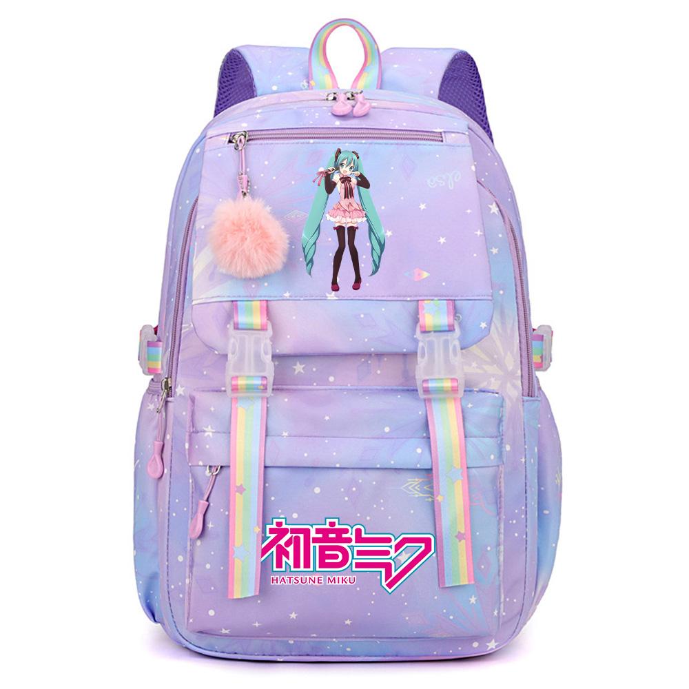 Anime Anime Hatsune Miku Bedruckter Rucksack mit großem Fassungsvermögen, wasserdicht, für Teenager, Schüler, Mädchen, Jungen, Schultasche, Büchertasche, Reisetasche