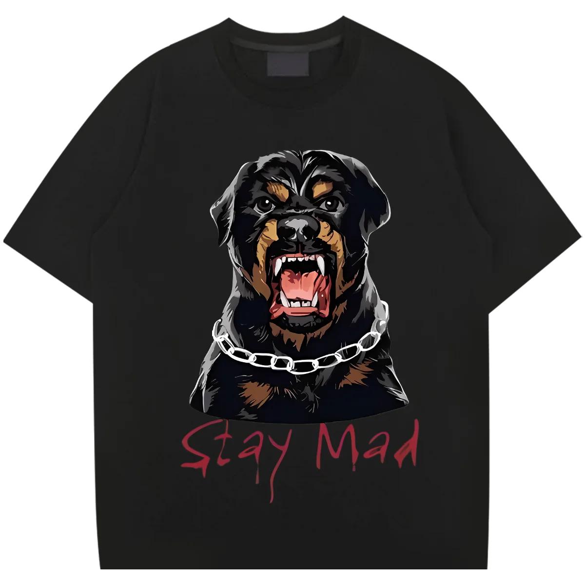 

Футболка оверсайз с круглым вырезом Bully Dog, одежда в стиле рэп для мужчин и женщин, футболка высокого качества, топы, мода, уличные футболки Харадзюку XXXXXL чёрный