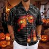 Camicia Casual da Uomo a Maniche Corte con Collo Cubano per Halloween, Vestibilità Larga