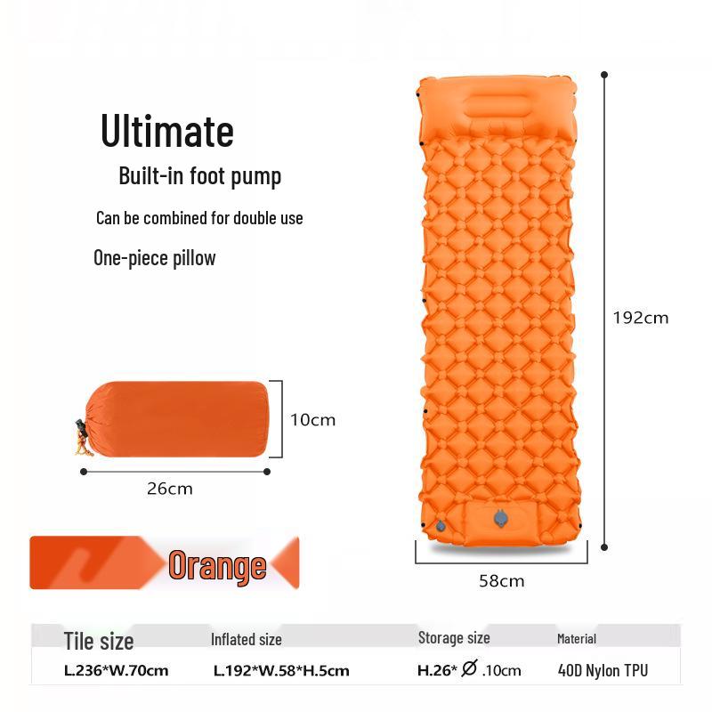 Lightweight Inflatable Sleeping Pad with Foot-Pump, 600g, Moisture-Proof Camping Nap Mat - Color L18