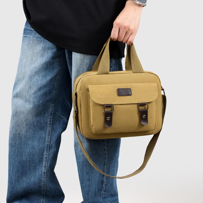 Canvas Handbag Men's Business Briefcase Shoulder Crossbody Bag
