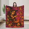 Cute Ghost Pumkin Skull Bat Blanket Warm Soft  Throw Blanket Winter Decorative Couch Chair Sofa Bed Street Trend Bedspread