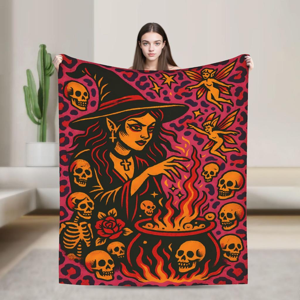 Cute Ghost Pumkin Skull Bat Blanket Warm Soft Throw Blanket Winter Decorative Couch Chair Sofa Bed Street Trend Bedspread