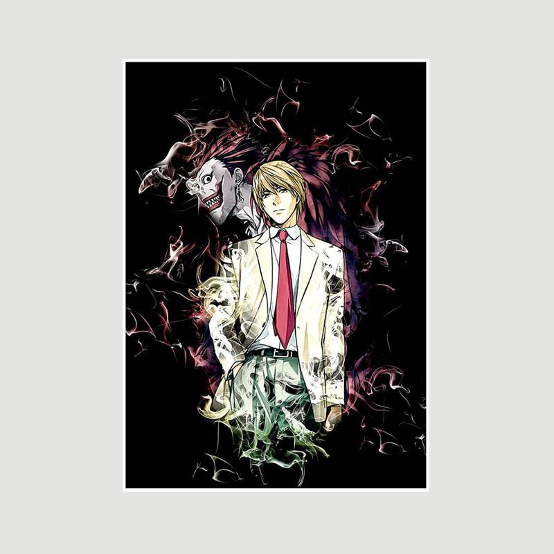 

Класичний японський плакат Death Note Мультяшна фігурка L Ретро білі паперові плакати та принти Живопис Домашній декор Бар Вітальня Фреска 42x30cm