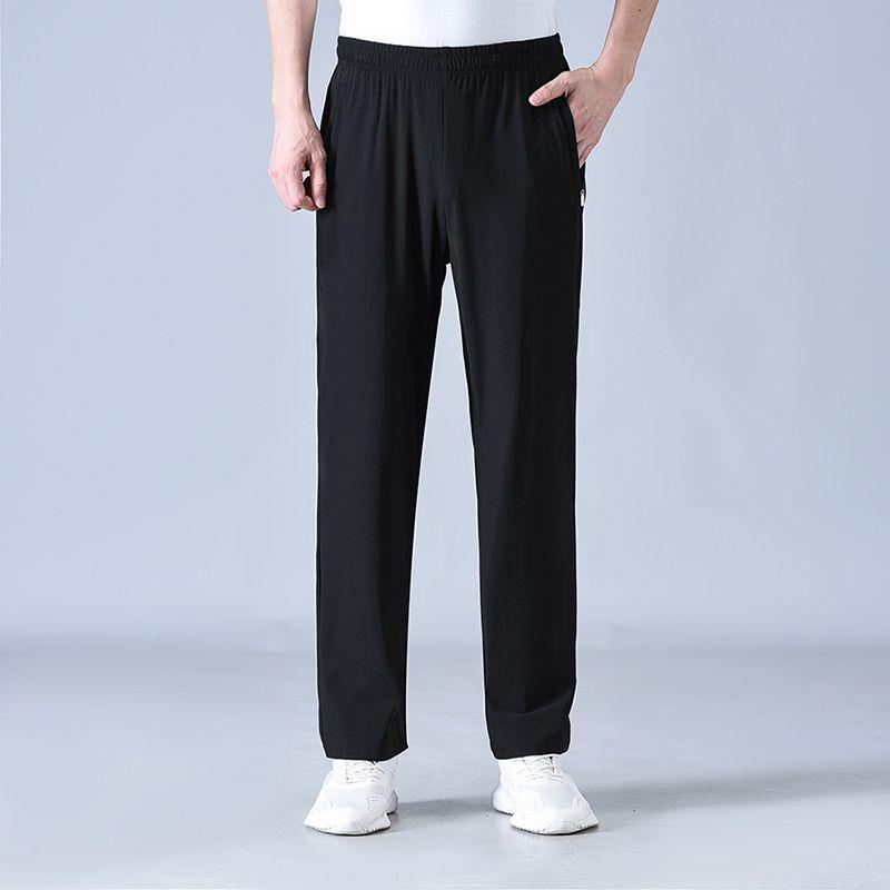 

Men s Elastic Waist Straight Leg Pants Lightweight Breathable Casual Trousers for Daily Wear XL чёрный