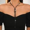 Eco-Friendly Rhinestone Heart Tassel Necklace - Fashionable Light Luxury Choker for Women