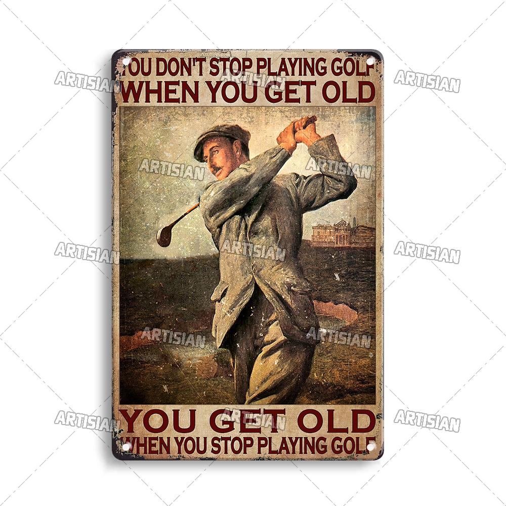 Artisian Golf Golfer Metal Sign Sport Tin Plaque Vintage Decorative Poster Wall Decor Garage Bar Pub Club Hotel Cafe Kitchen