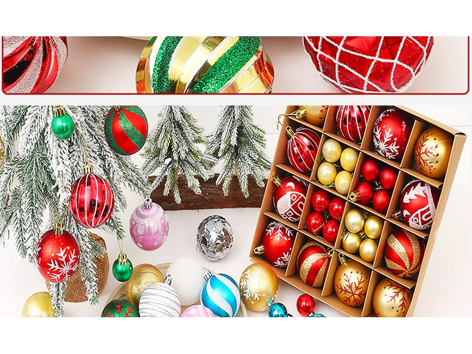 6CM Electroplated Irregular Painted Christmas Ball Ornaments Gift Box Set - Tree Hanging Decorations