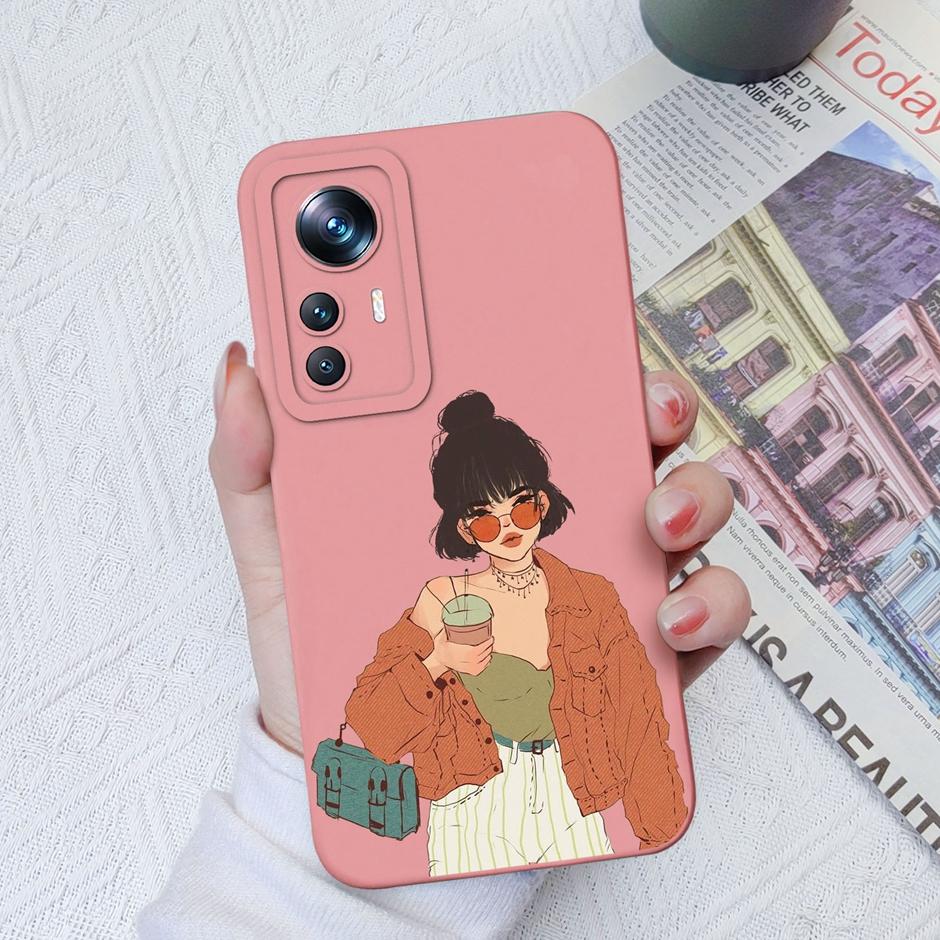 For Xiaomi 12T Case Hot New Design Cute Cat Butterfly Cartoons Matte Liquid Silicone Shell For Xiaomi 12T Pro Ultrathin Fundas