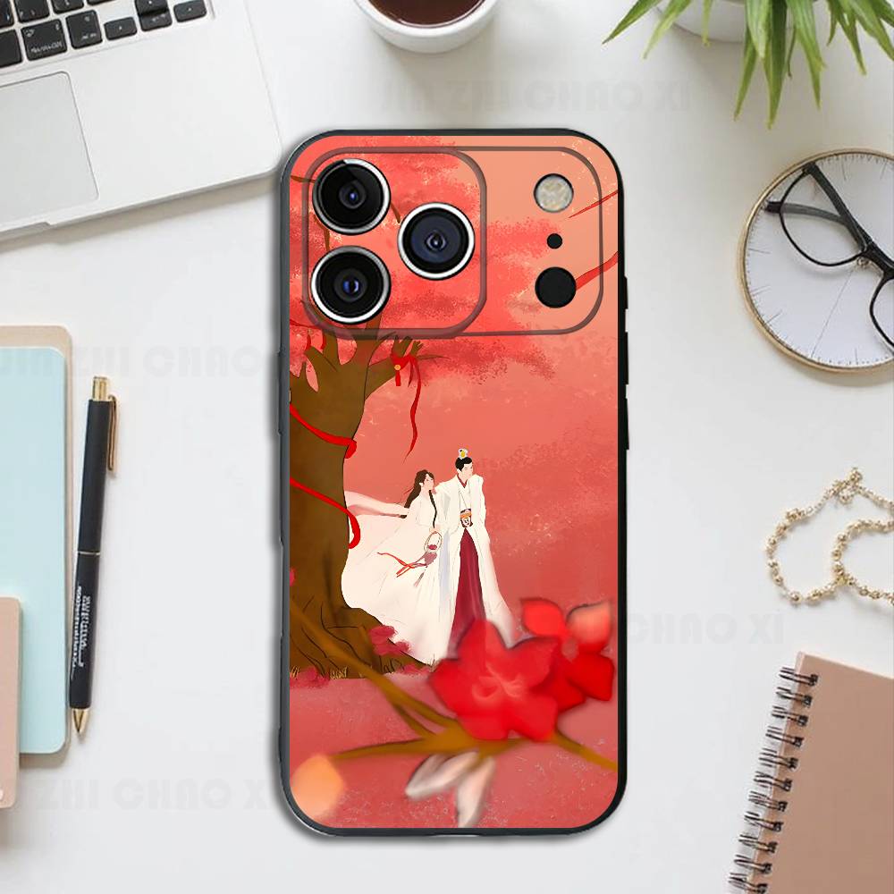 Drama XiaoYao Black Phone Case For IPhone 17 16 15 14 13 12 13 12 11 Pro Max Plus XS XR Silicone Soft Back Cover