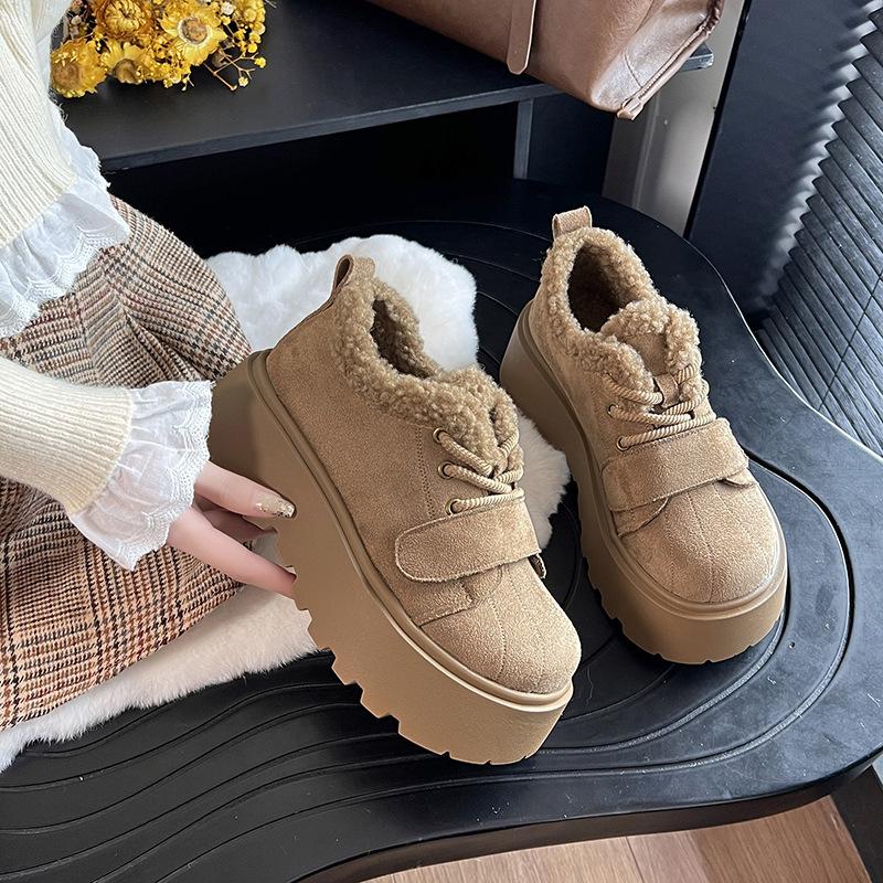 Women's thick-soled winter fur one lightweight warm anti-cold padded snow boots non-slip wear casual sneakers cotton boots Le Fu shoes