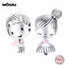 WOSTU New Design 925 Silver Family Beads Charms Fit Bracelet Pendant Fashion DIY Jewelry