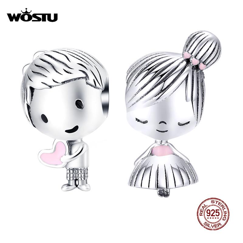WOSTU New Design 925 Silver Family Beads Charms Fit Bracelet Pendant Fashion DIY Jewelry