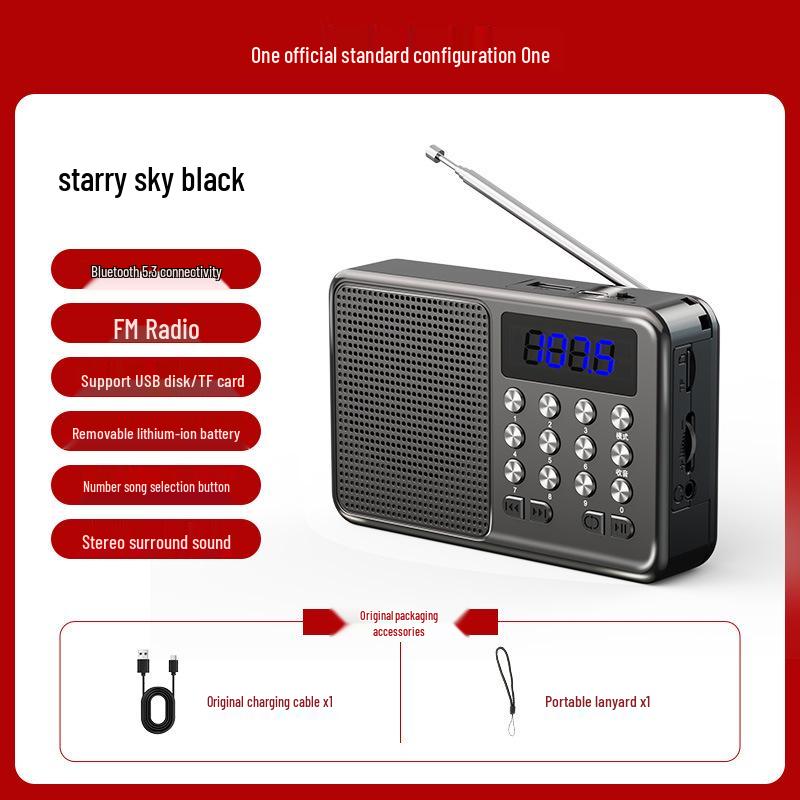 Portable Wireless Bluetooth Speaker with Radio & Card Slot for Seniors