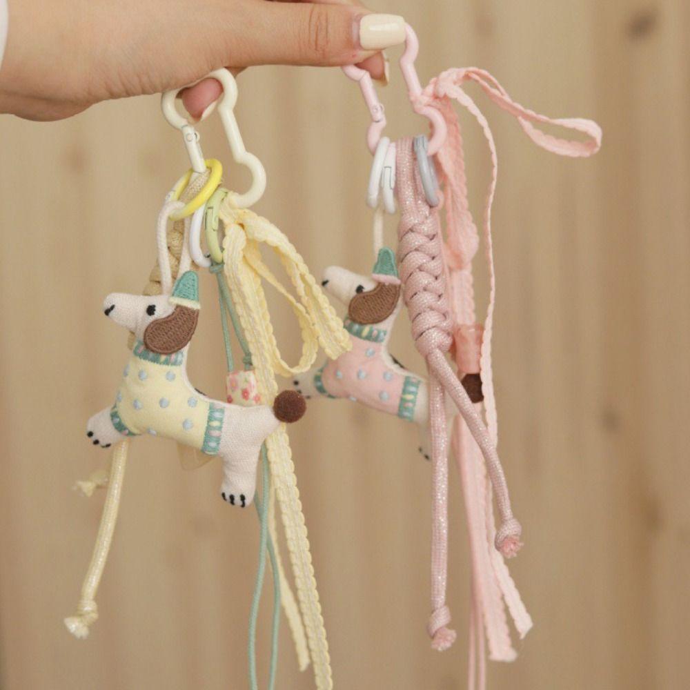 Handmaking Braided Rope Bag Pendant Polyester Fabric Animal Couple Keyring  Jewelry Accessories
