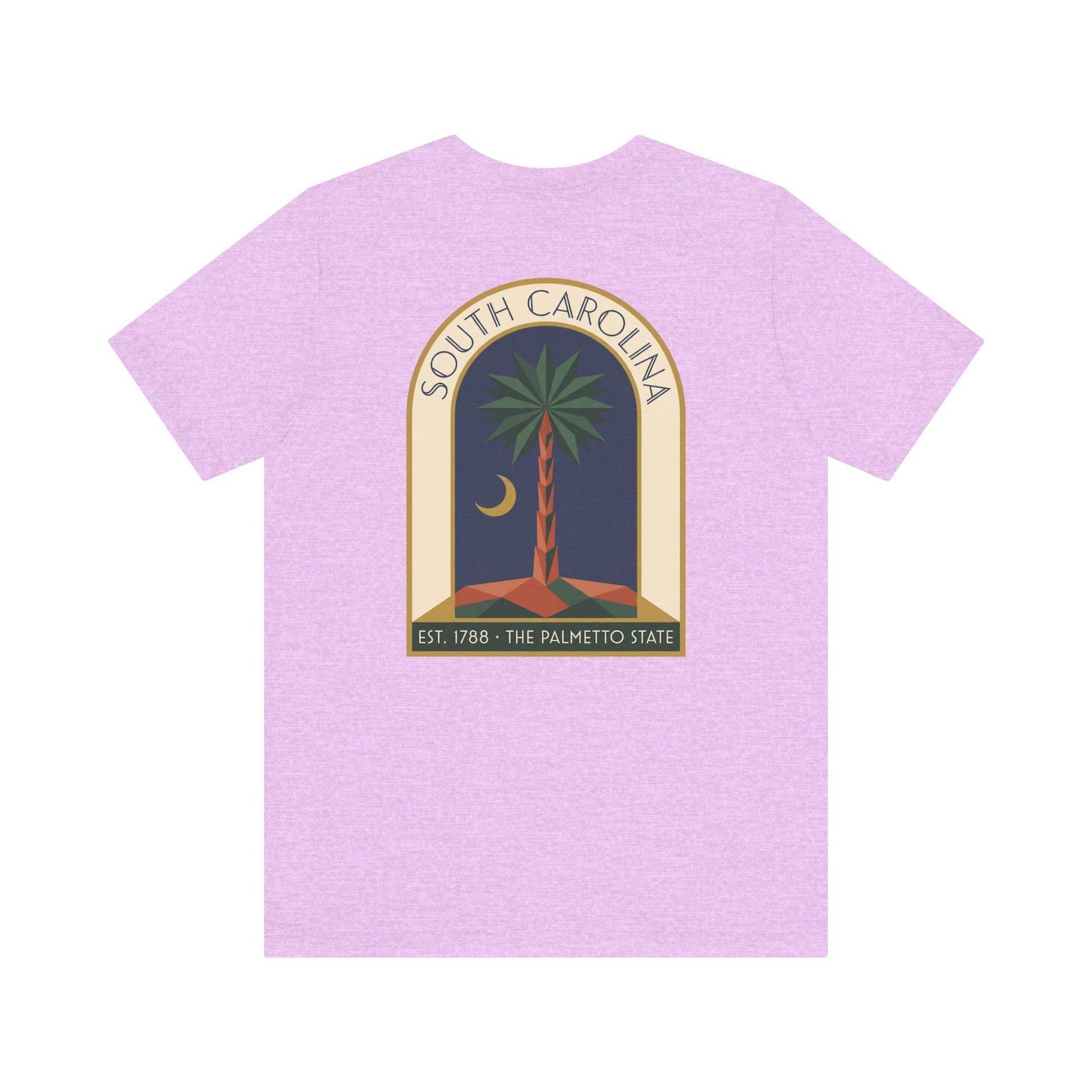 South Carolina Palmetto Art Deco T-Shirt | Retro Palmetto State Moon Graphic Tee | SC Gift 3XL