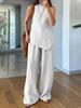 Ensemble Top Sans Manches et Pantalon Large pour Femme en 6 Couleurs