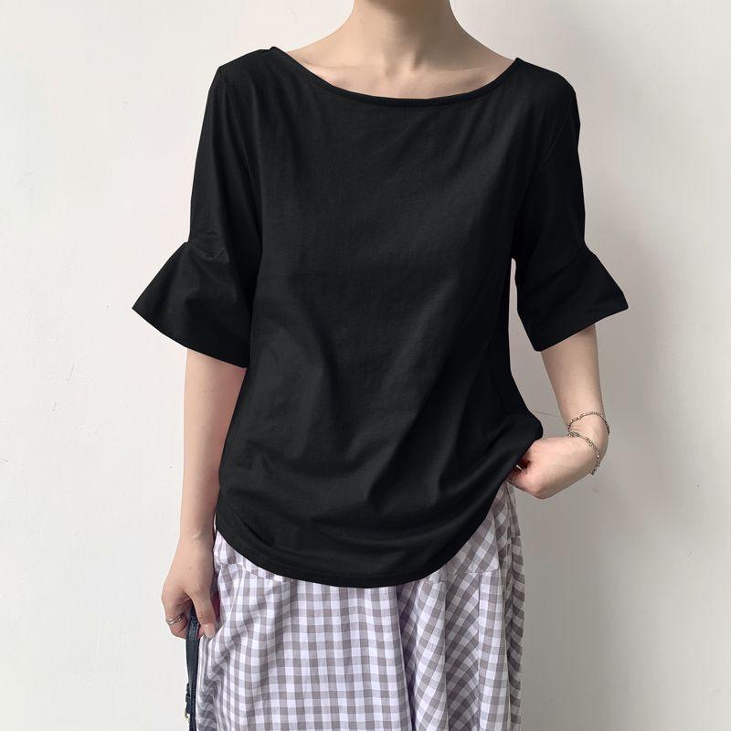 K-style Summer New Youth round Neck White Stripes Print Gas Casual Fashion Loose Half Sleeve T-shirt Tops