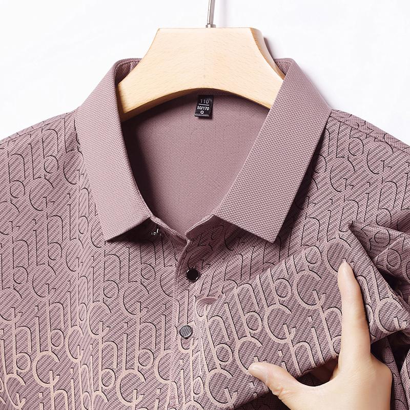 Summer New Men's Short Sleeved T-shirt with Collar Polo Middle Aged Dad's Casual Versatile T-shirt Top T