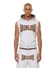 Badblood Curved Logo Sleeveless Zip-Up Hoodie - Leopard Melange