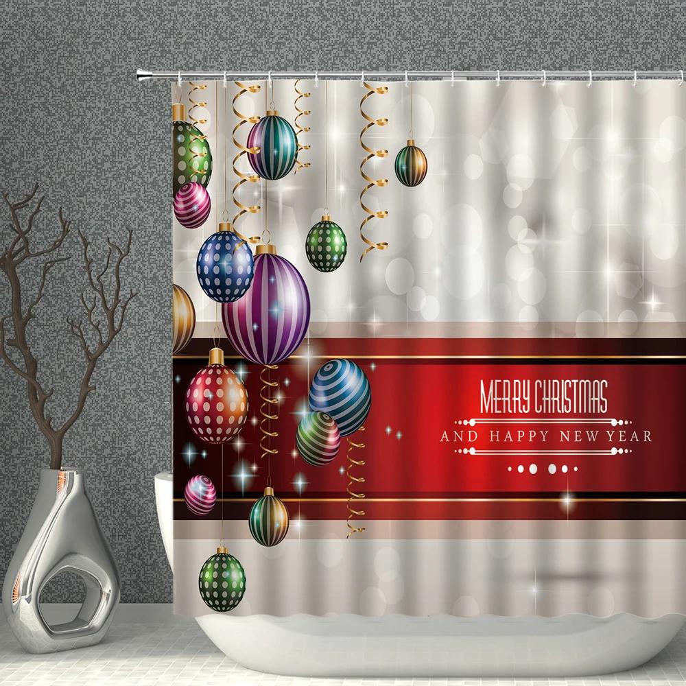 Waterproof Bathroom Shower Curtain Elk Christmas Santa Claus Fairy Snow Night Printed Bath Washable Quick Dry Wrinkle Decoratio