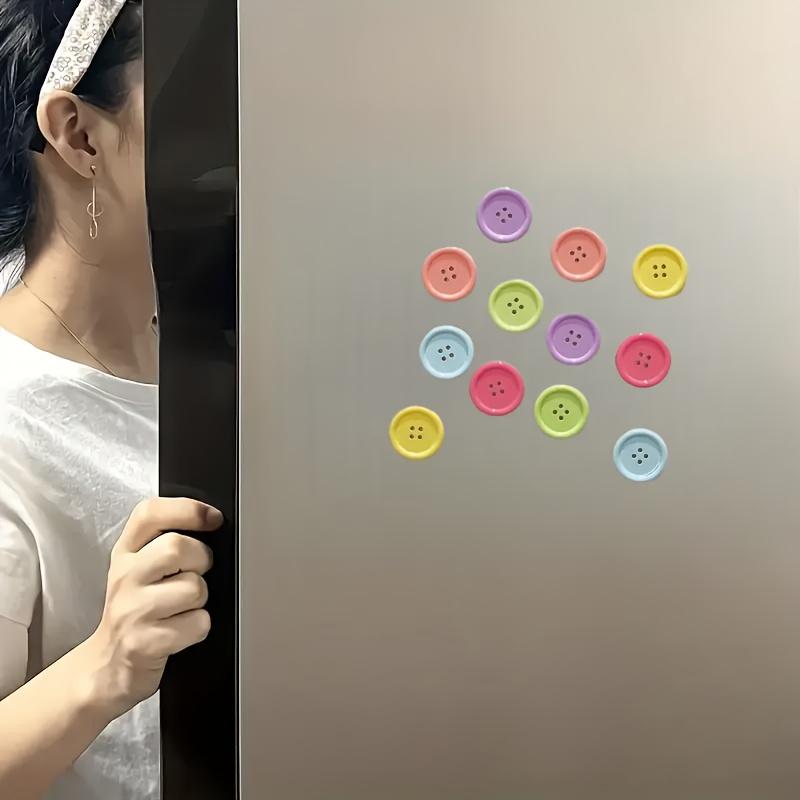 12pcs Colorful Button Shaped Refrigerator Magnets Decorative ABS Resin Magnets ,Home Decor Holiday Gifts Vibrant Yellow,Pink Green,Purple,Blue