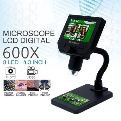 600X Digital Microscope Electronic LCD Digital Microscope With High Brightness 8LEDs Phone Repair Magnifier+Metal Stand