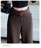 Milk Card Color Women's Wide-Leg Suit Pants, Slightly Flared, High Waist, Drapey, Floor-Length, 2026 Early Spring Fashion.