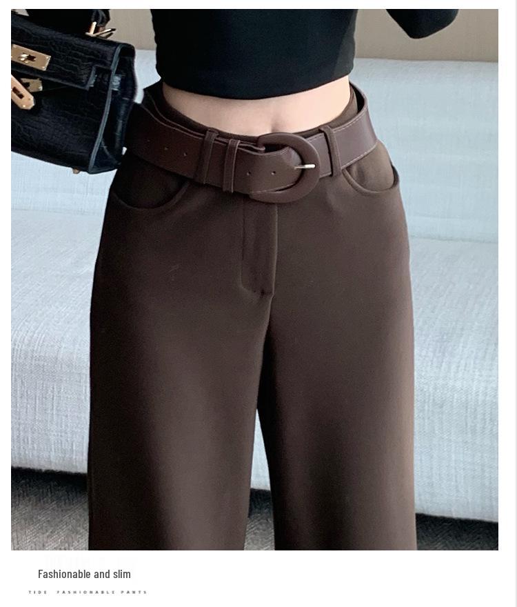 Milk Card Color Women's Wide-Leg Suit Pants, Slightly Flared, High Waist, Drapey, Floor-Length, 2026 Early Spring Fashion.