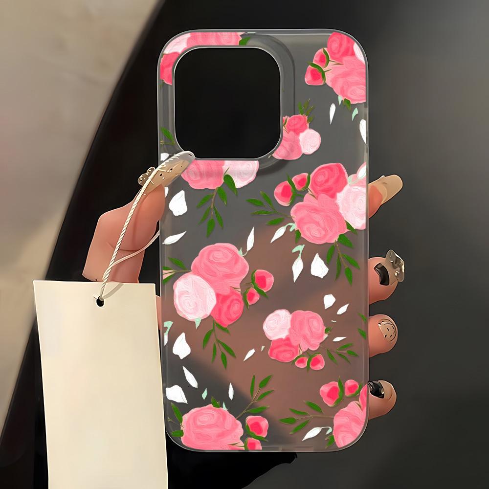 

Чехлы для мобильных телефонов iPhone 11 13 15 Pro Max 12 14 Pro Max Чехол для iPhone 16 15 Plus 13 Pro 12 Матовая текстура с рисунком в виде мультяшных цветов iPhone 16 Pro Max чёрный