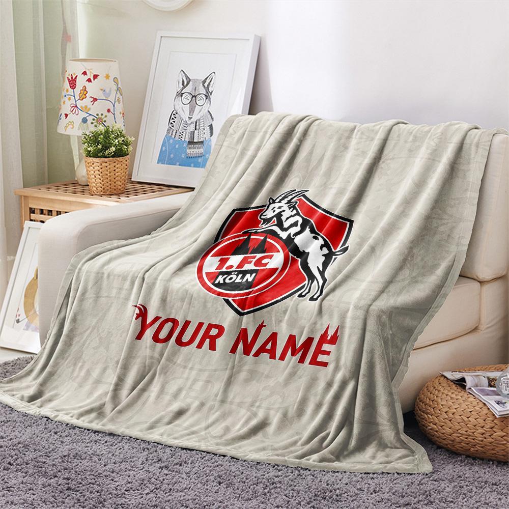 Custom Name 1.FC Köln Flannel Blanket, High quality Comfortable for All Seasons, Home Decor, Warmth and Comfort