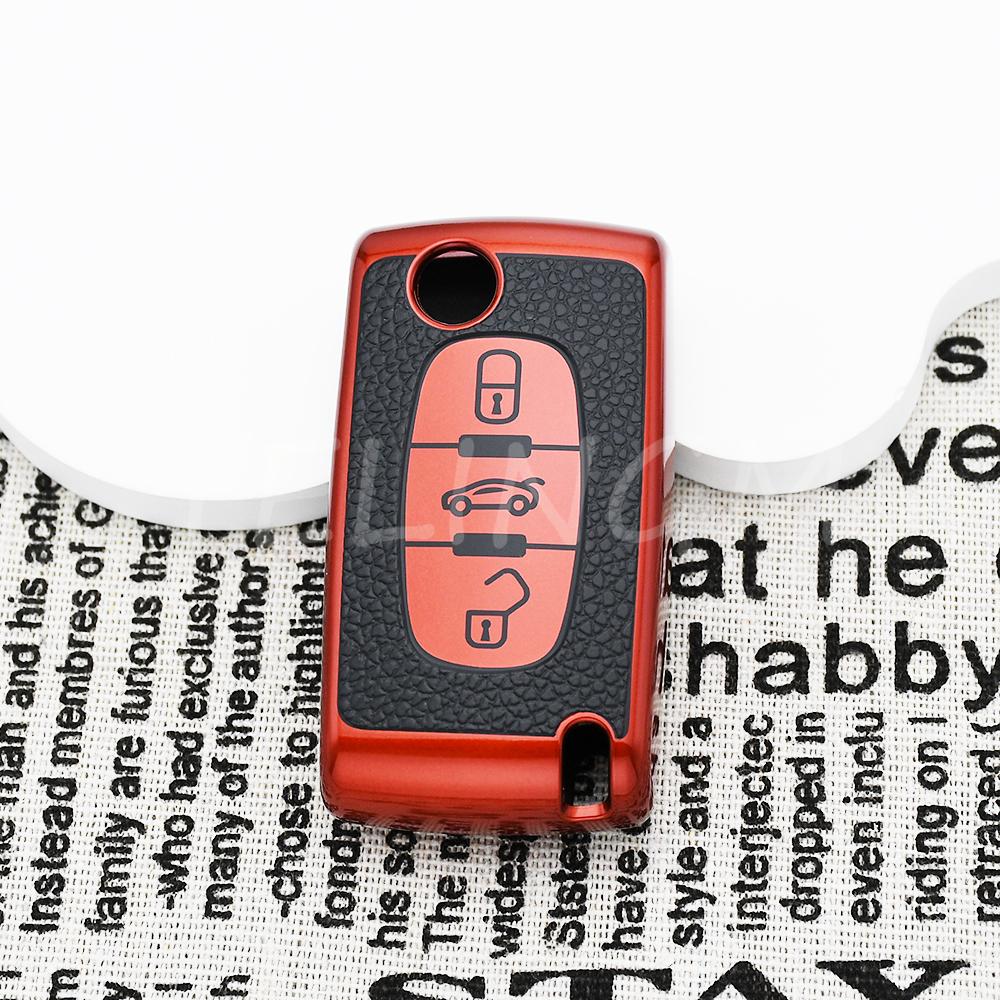 Shell Fob For Citroen Xsara Picasso C5 C6 C8 Leather Tpu Car Remote Key Case Cover For Peugeot 107 207 307 308 407 607 3008 5008