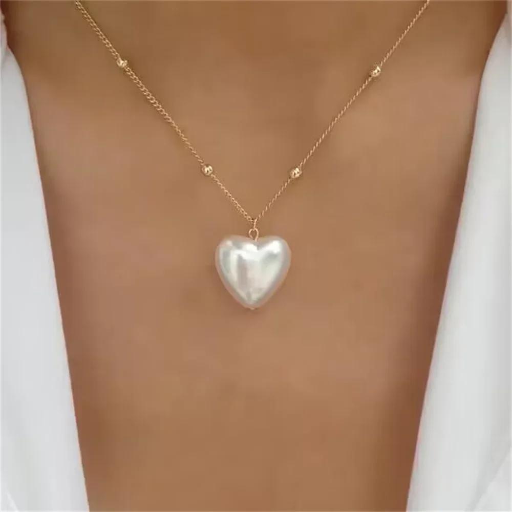 Vintage Mode Einfache Vergoldete Schlangenkette Imitation Perlen Anhänger Halskette Für Frauen Weiblich Boho Mehrstufiger Schmuck Geschenk