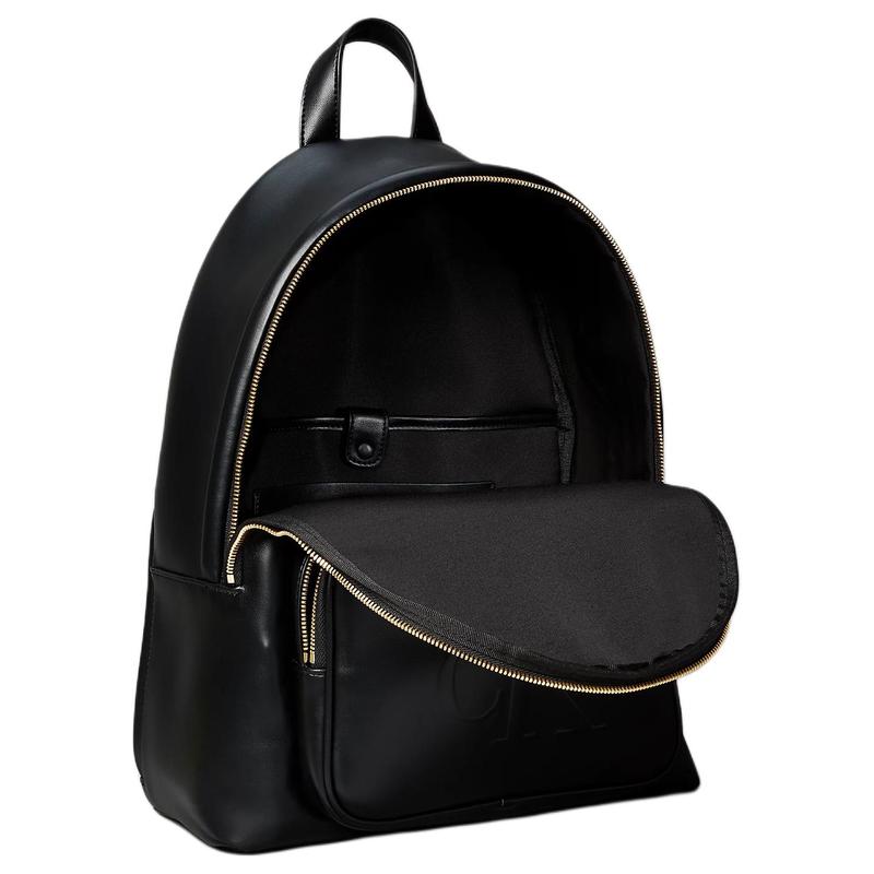 Calvin Klein Embossed Letter Logo Polyurethane Backpack Women's Black