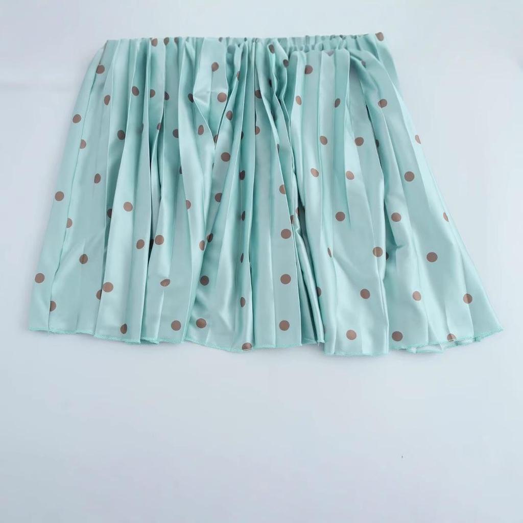 2025 Spring/Summer Polka Dot Spaghetti Strap Pleated Maxi Dress