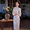 1011 autumn new cheongsam new Chinese style purple beautiful temperament girl cheongsam cold and thin women's cheongsam