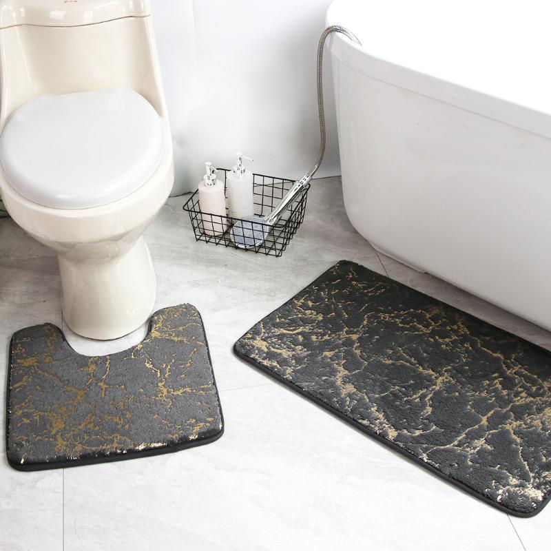 Badematte 3er-Set Home Toilettenmatte Wohnzimmer Badezimmer Golddruck Rutschfester Teppich Duschmatte Schlafzimmer Druck Bodenmatte